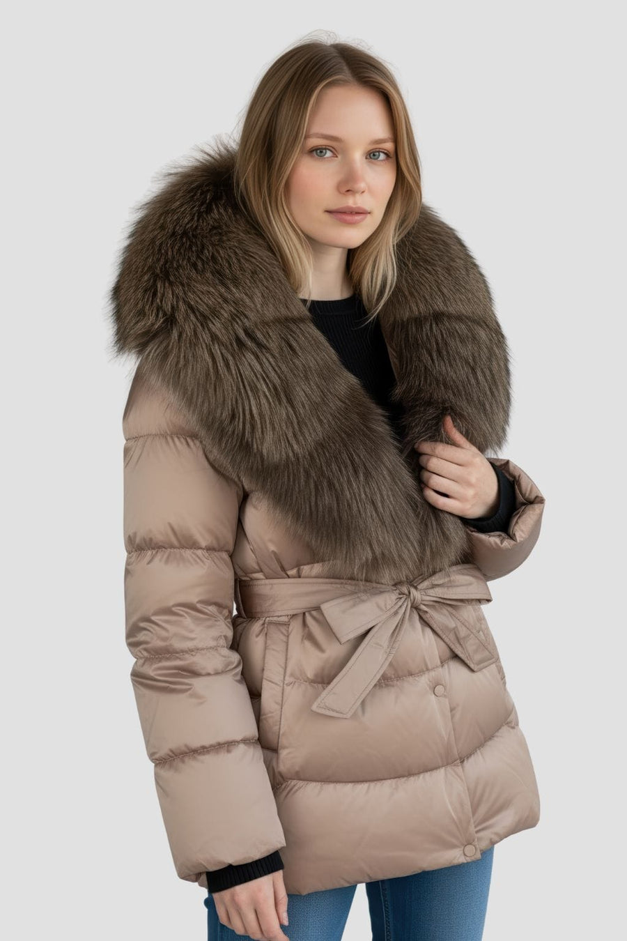 Parka fourrure femme noisette Héritage fourrure