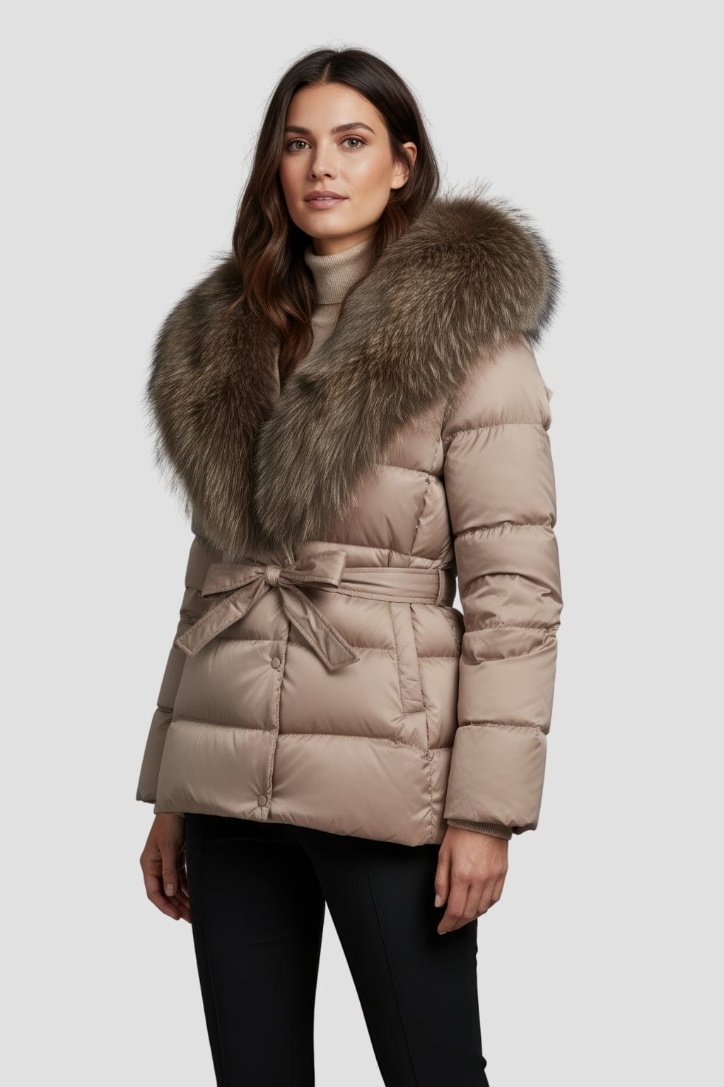 Parka fourrure femme noisette Héritage fourrure