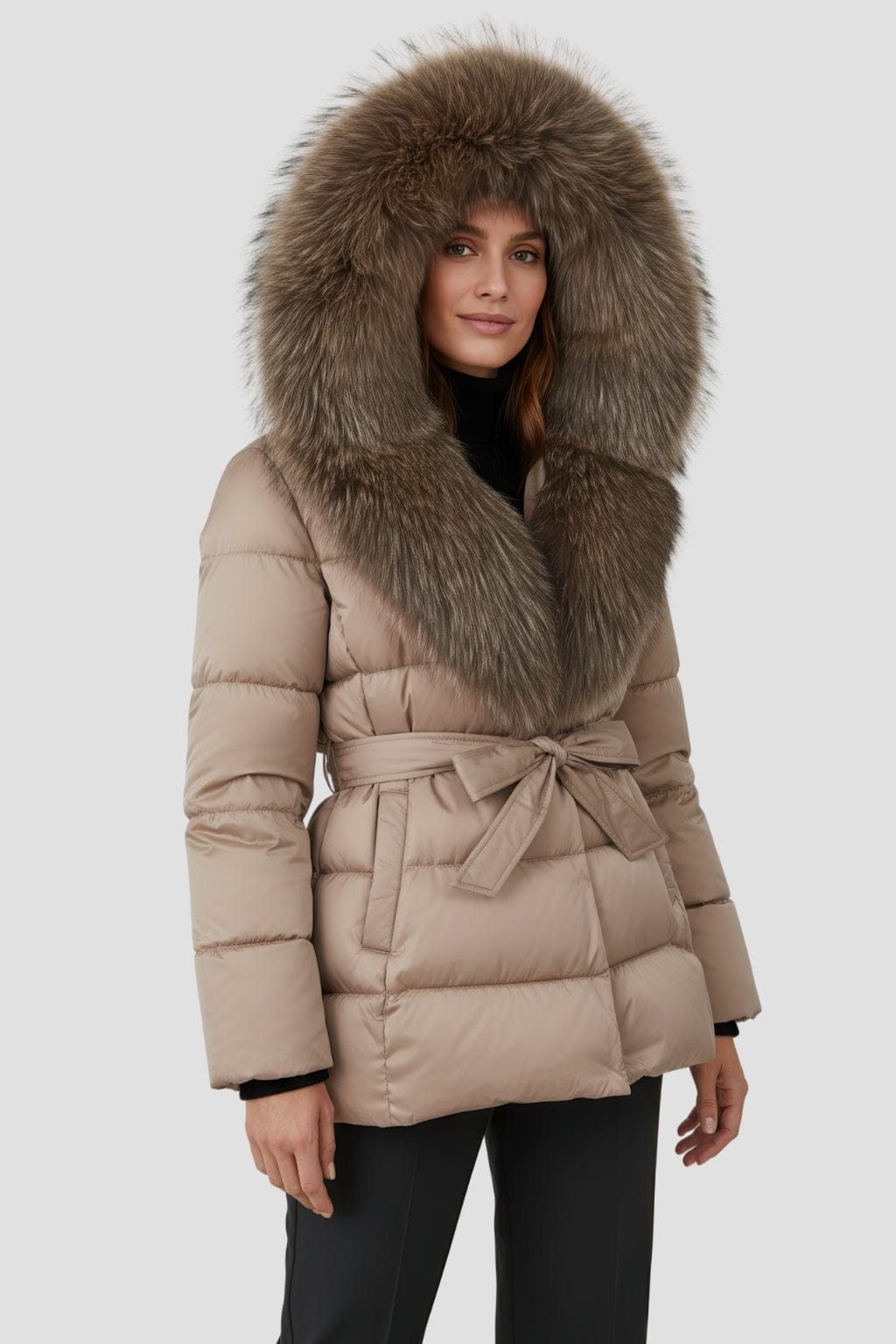 Parka fourrure femme noisette Héritage fourrure