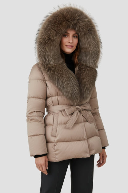 Parka fourrure femme noisette Héritage fourrure