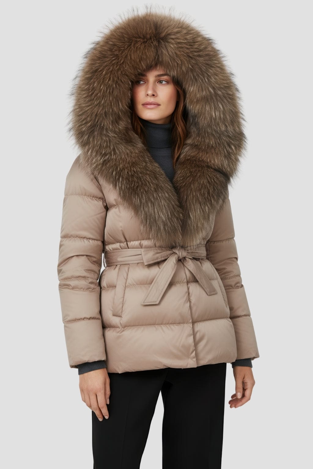 Parka fourrure femme noisette Héritage fourrure