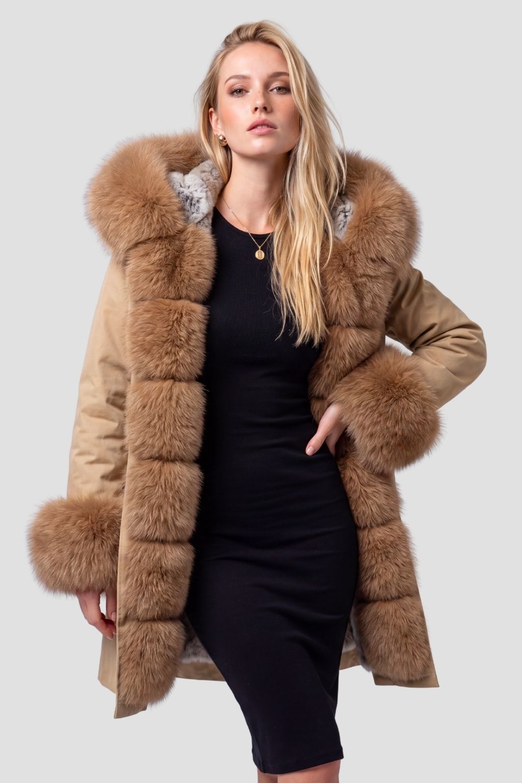 Parka fourrure femme noisette Héritage fourrure