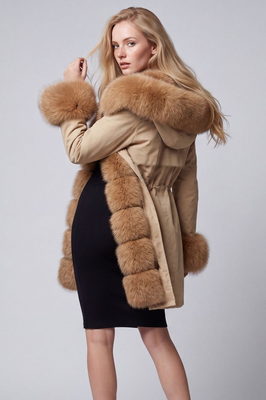 Parka fourrure femme noisette Héritage fourrure