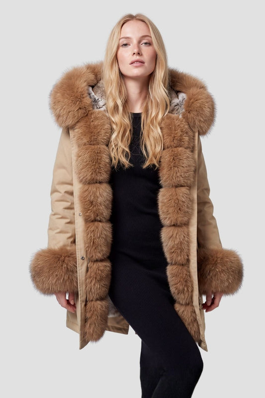 Parka fourrure femme noisette Héritage fourrure