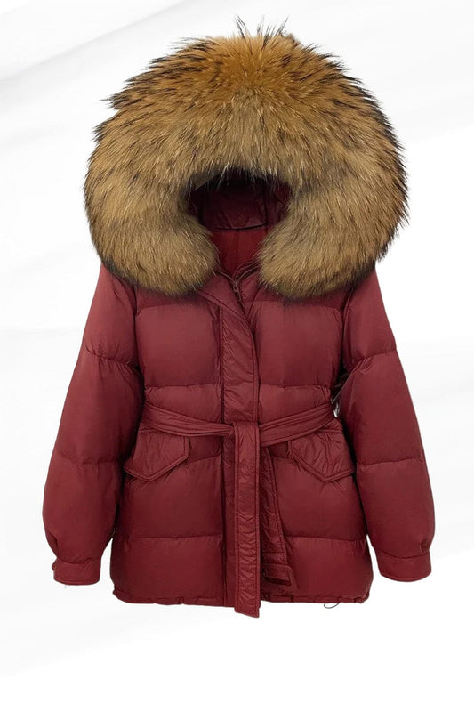 Parka fourrure femme rouge Héritage fourrure