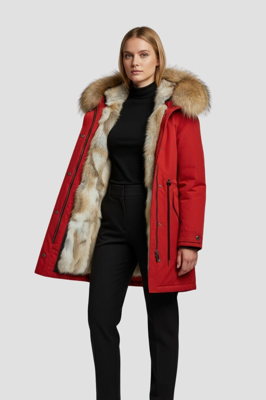 Parka fourrure femme rouge Héritage fourrure