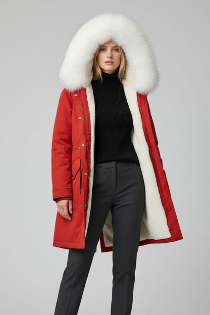 Parka fourrure femme rouge Héritage fourrure