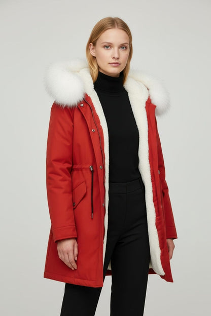 Parka fourrure femme rouge Héritage fourrure