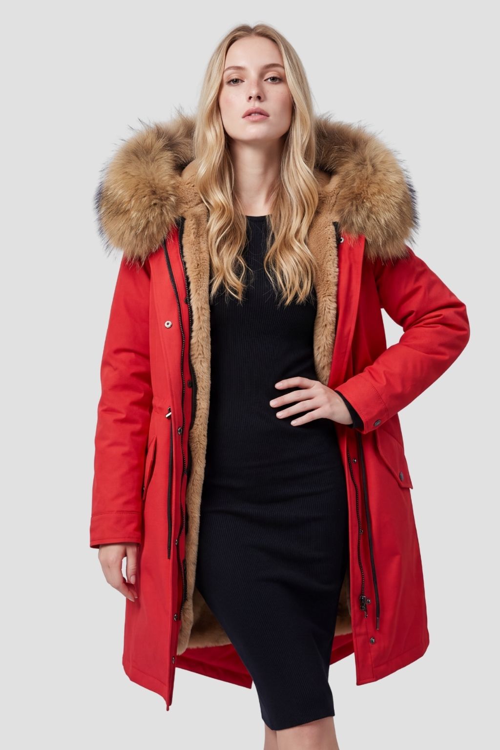 Parka fourrure femme rouge Héritage fourrure