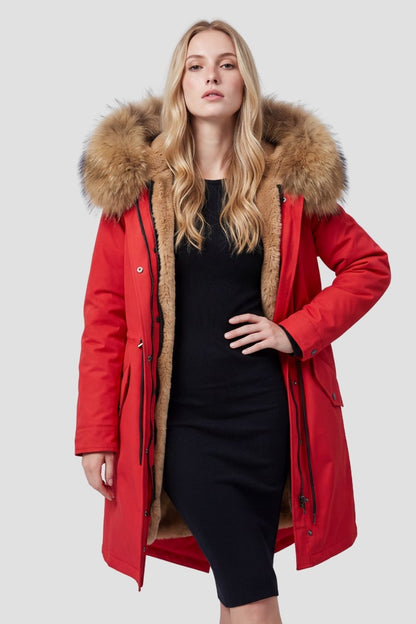 Parka fourrure femme rouge Héritage fourrure