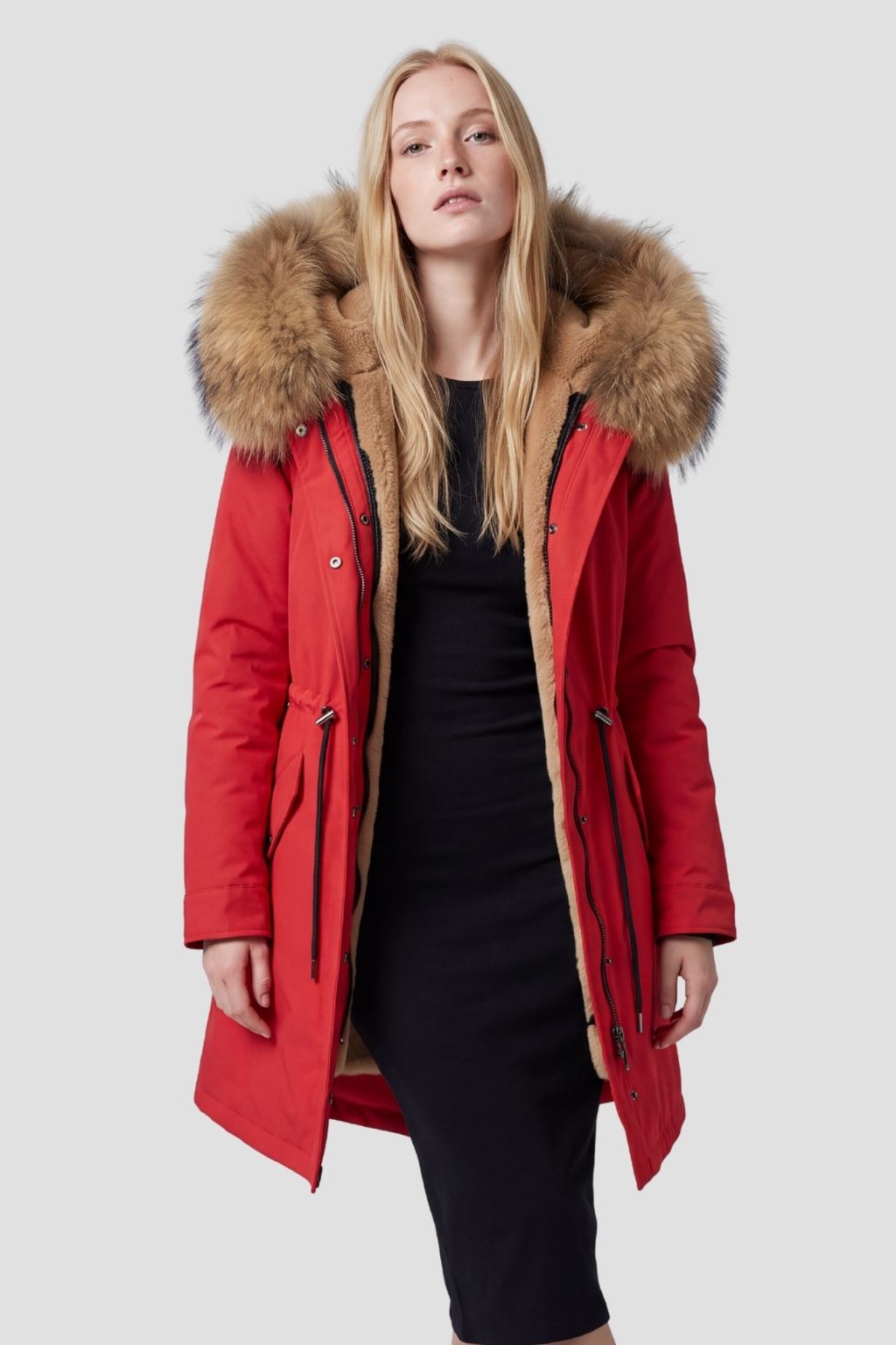 Parka fourrure femme rouge Héritage fourrure