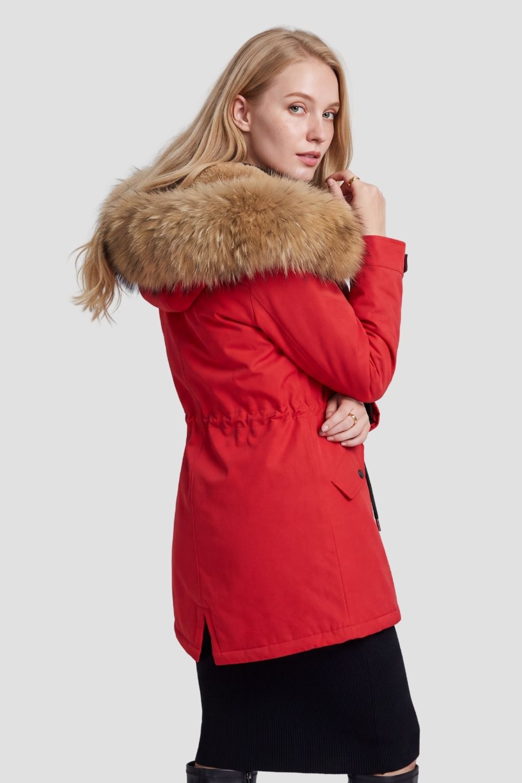 Parka fourrure femme rouge Héritage fourrure