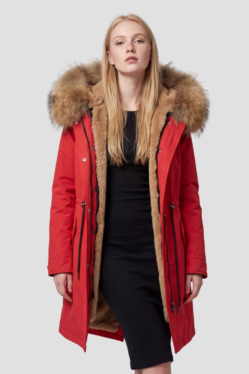 Parka fourrure femme rouge Héritage fourrure