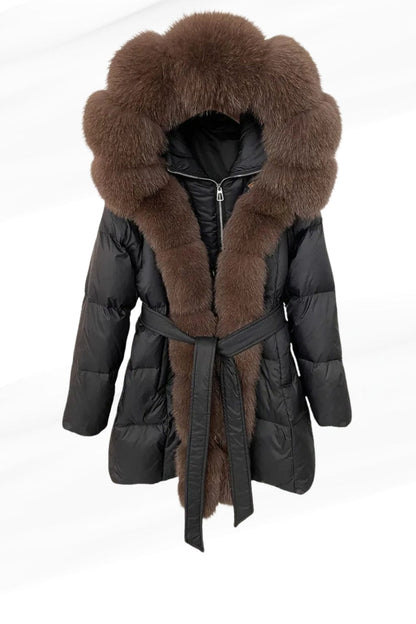 Parka fourrure femme taupe Héritage fourrure