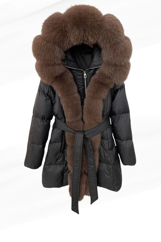 Parka fourrure femme taupe Héritage fourrure