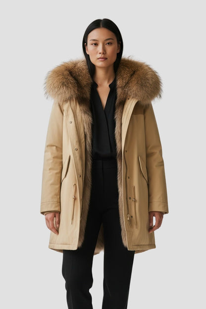 Parka fourrure femme taupe Héritage fourrure
