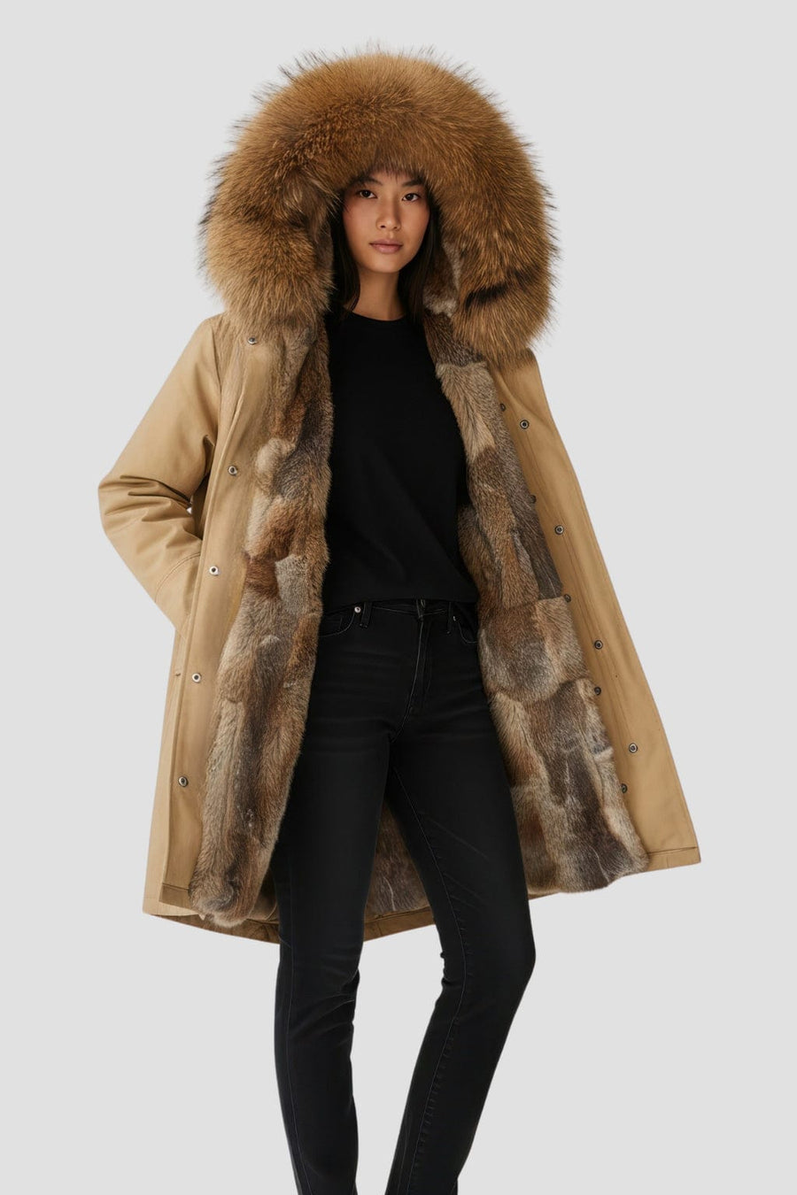 Parka fourrure femme taupe Héritage fourrure