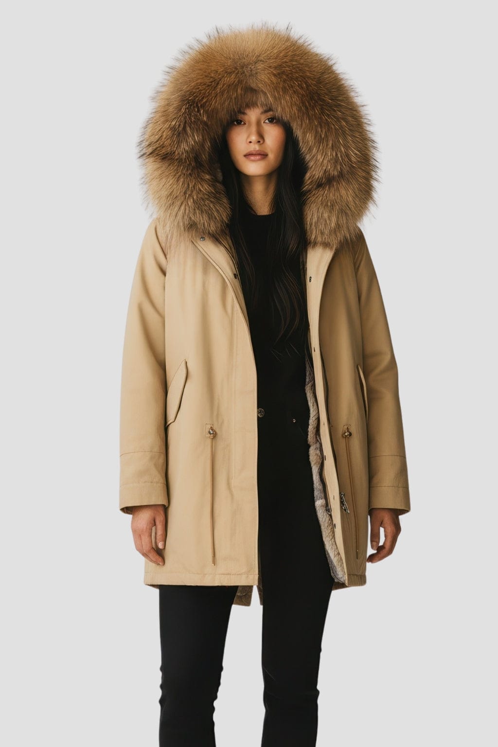 Parka fourrure femme taupe Héritage fourrure