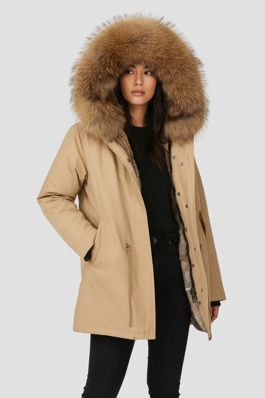 Parka fourrure femme taupe Héritage fourrure