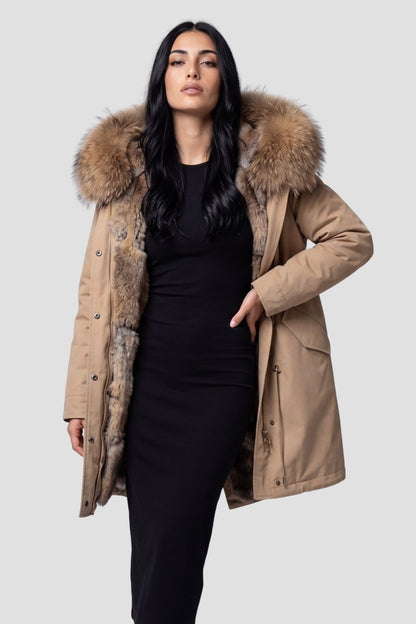 Parka fourrure femme taupe Héritage fourrure