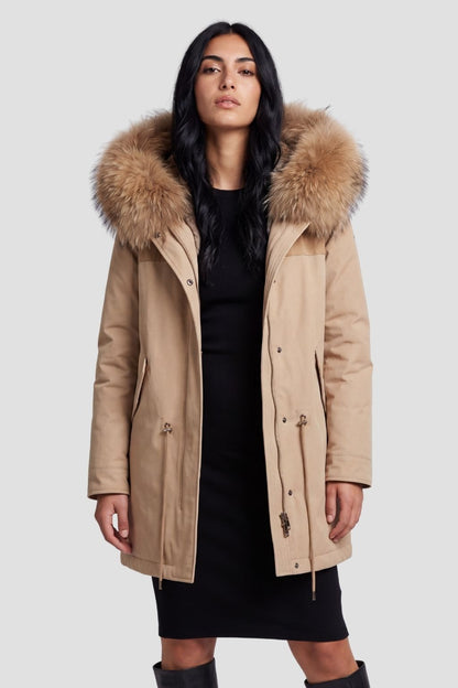 Parka fourrure femme taupe Héritage fourrure