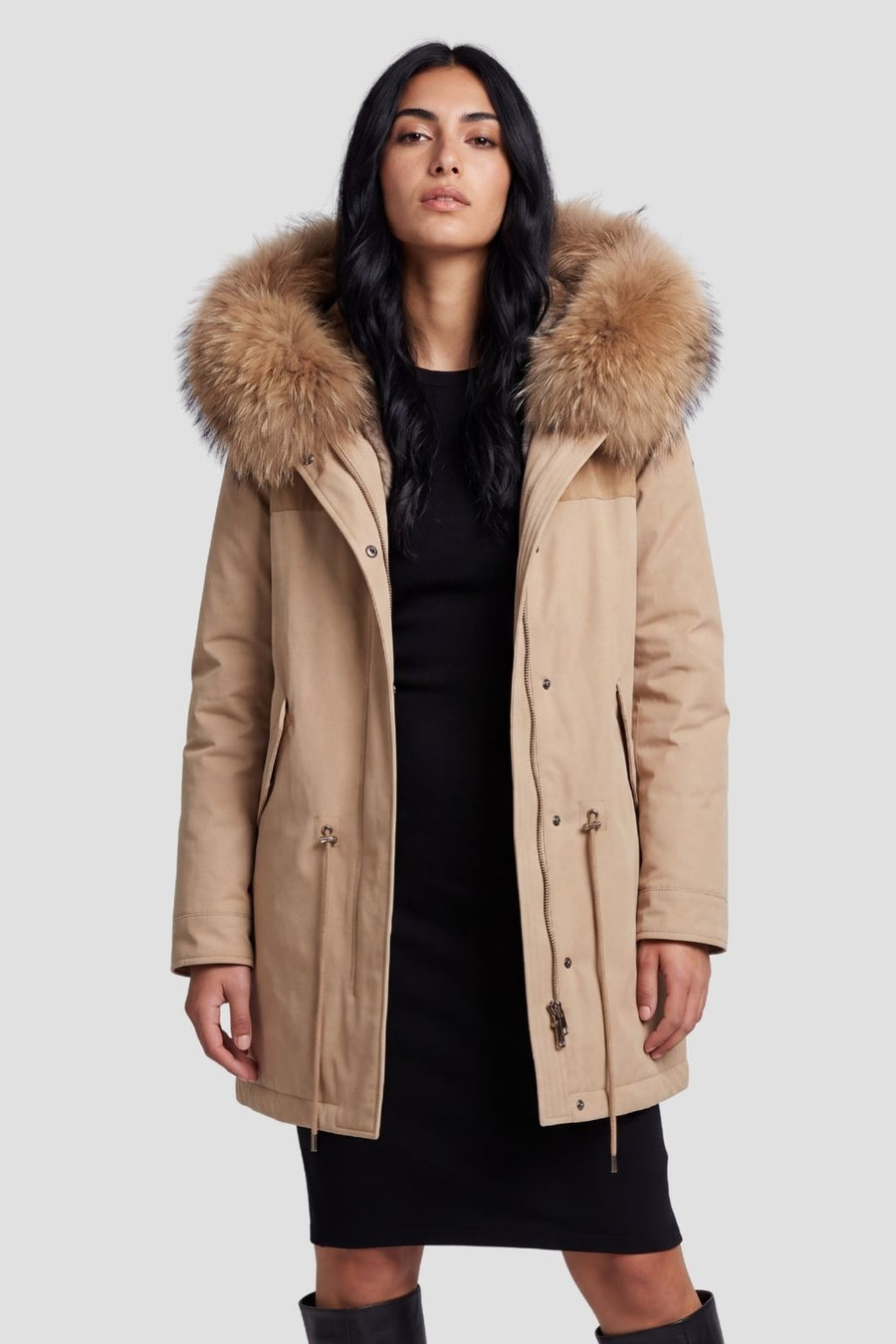 Parka fourrure femme taupe Héritage fourrure