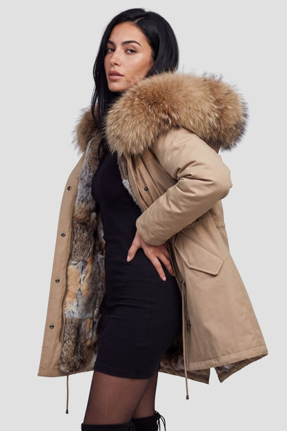 Parka fourrure femme taupe Héritage fourrure