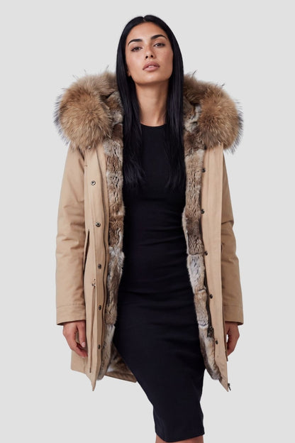 Parka fourrure femme taupe Héritage fourrure