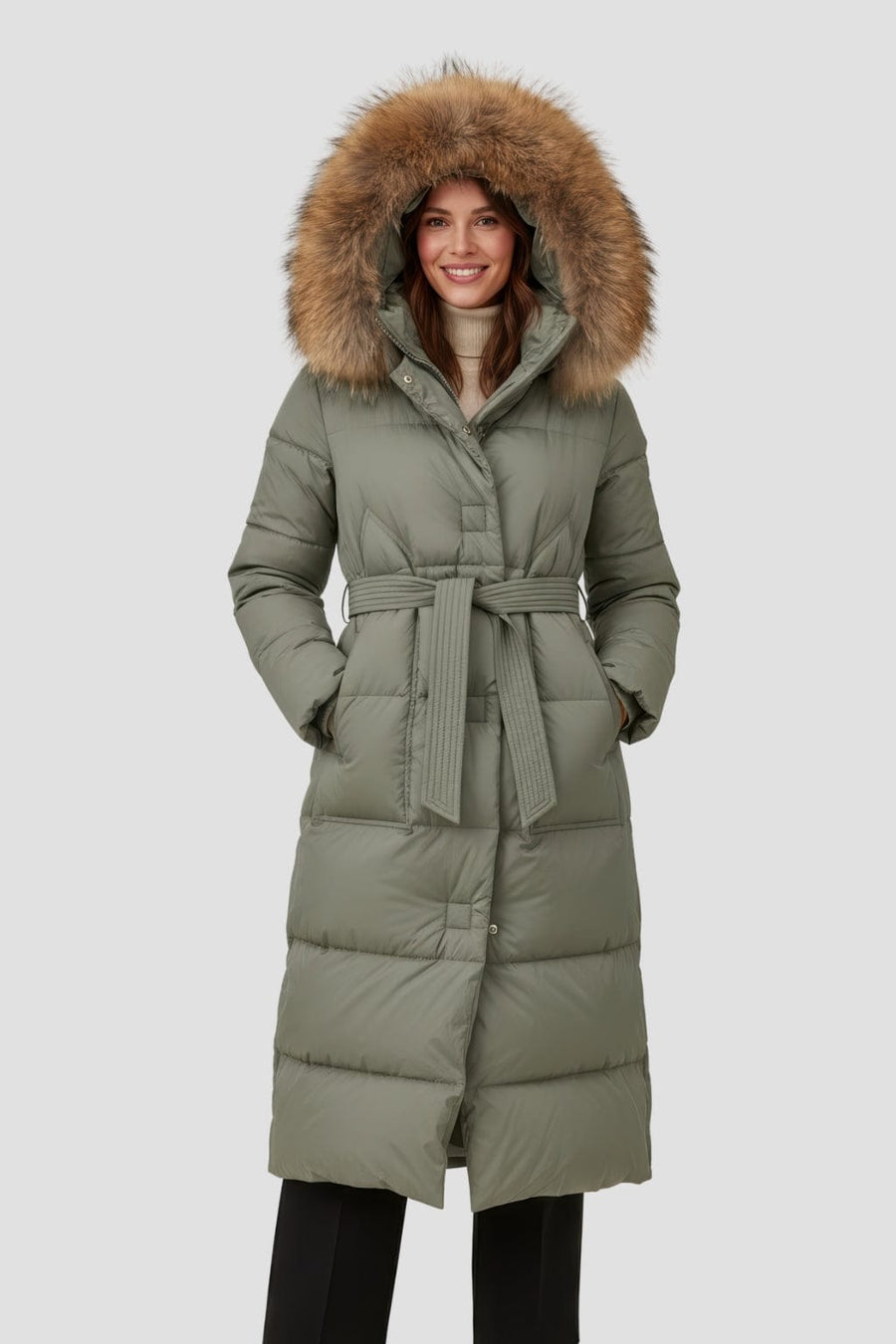 Parka fourrure femme vert kaki Héritage fourrure