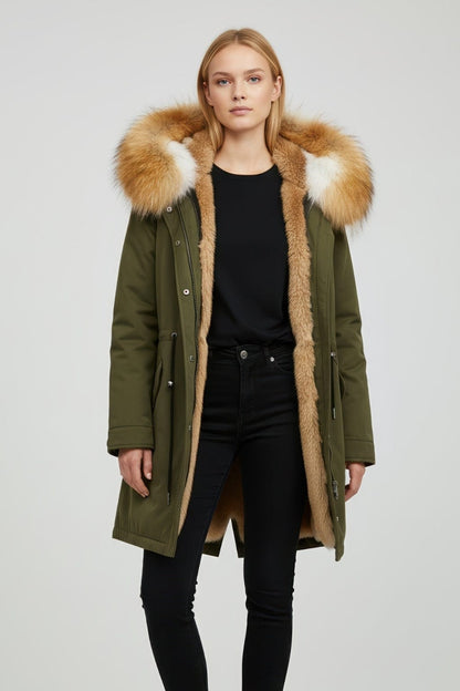 Parka fourrure femme vert kaki Héritage fourrure