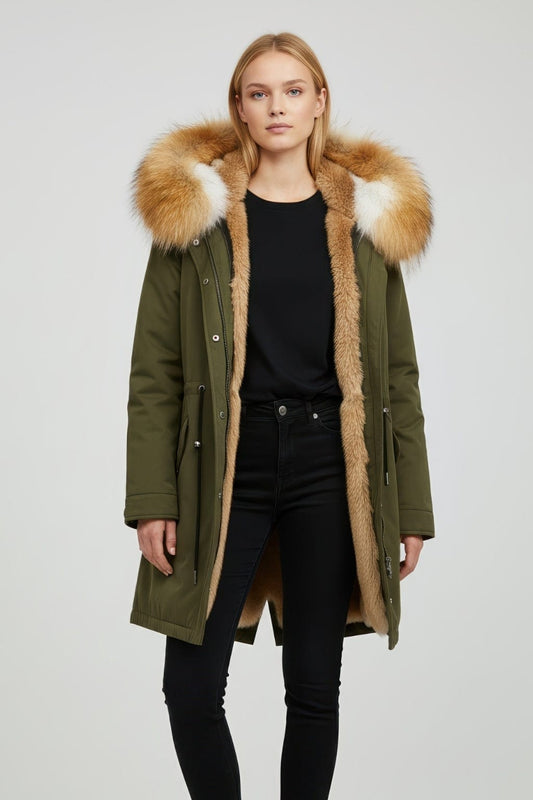 Parka fourrure femme vert kaki Héritage fourrure