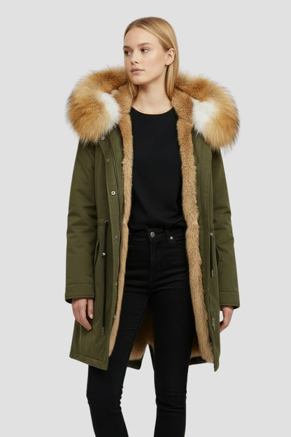 Parka fourrure femme vert kaki Héritage fourrure