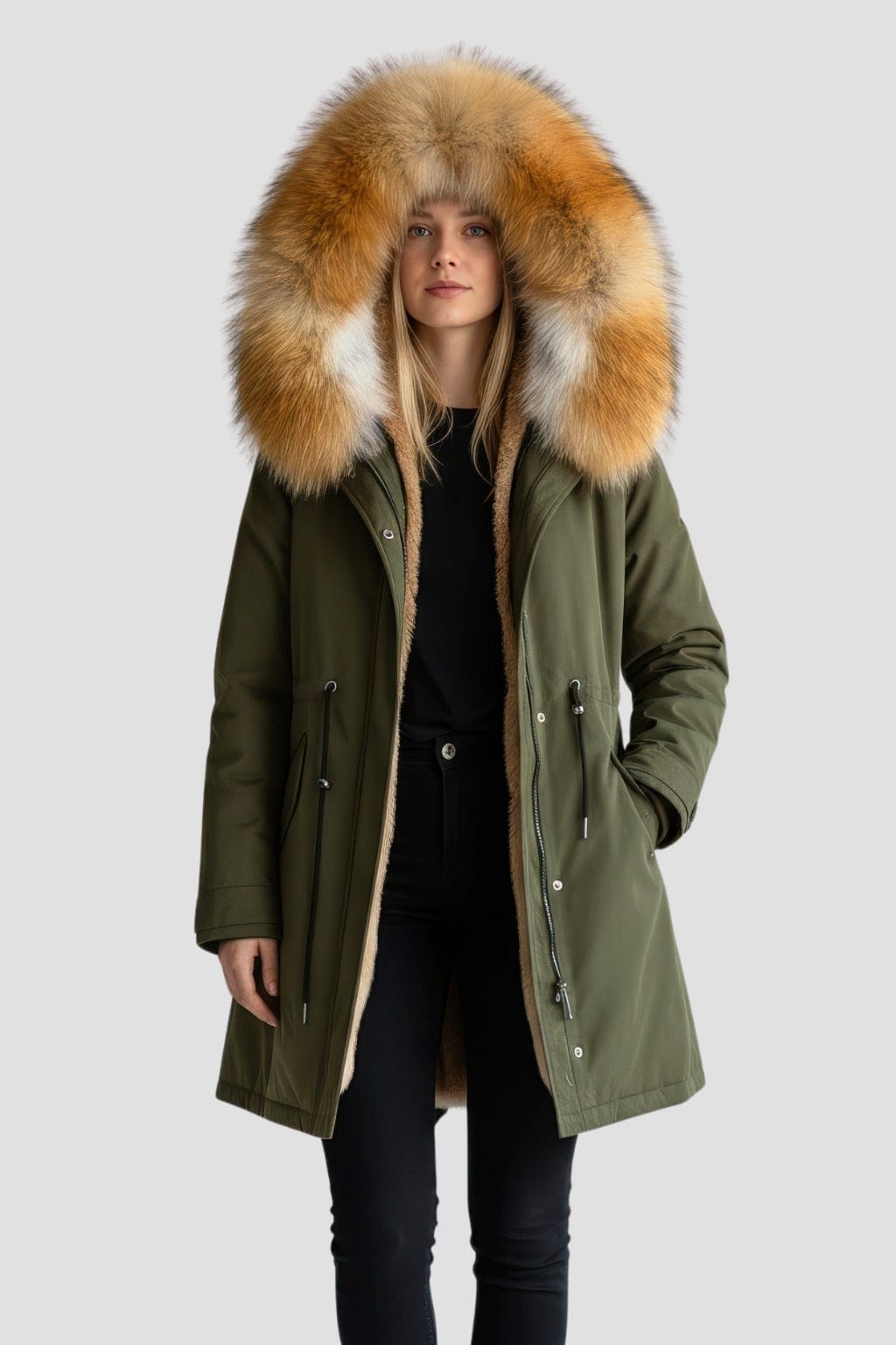 Parka fourrure femme vert kaki Héritage fourrure