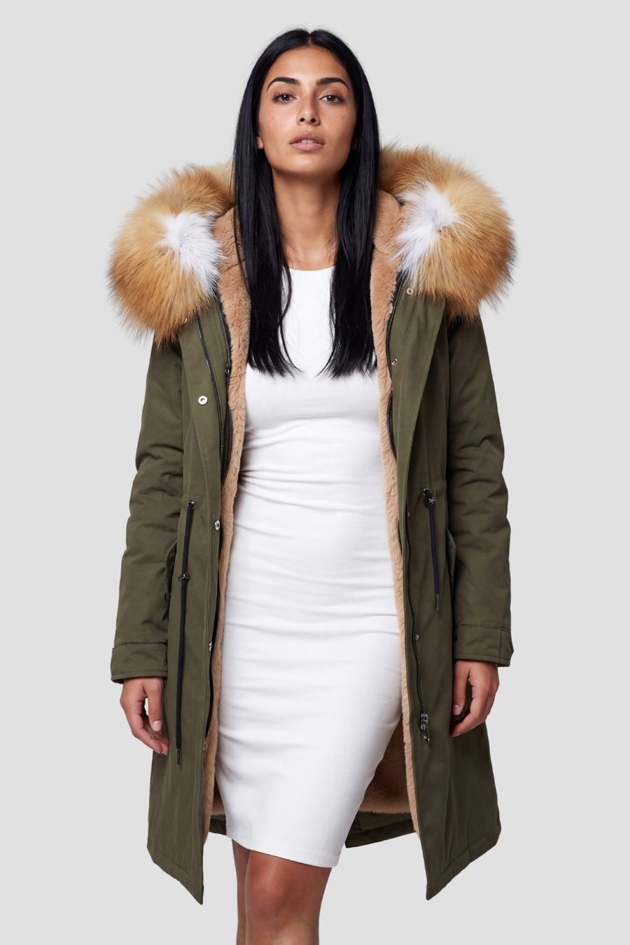 Parka fourrure femme vert kaki Héritage fourrure