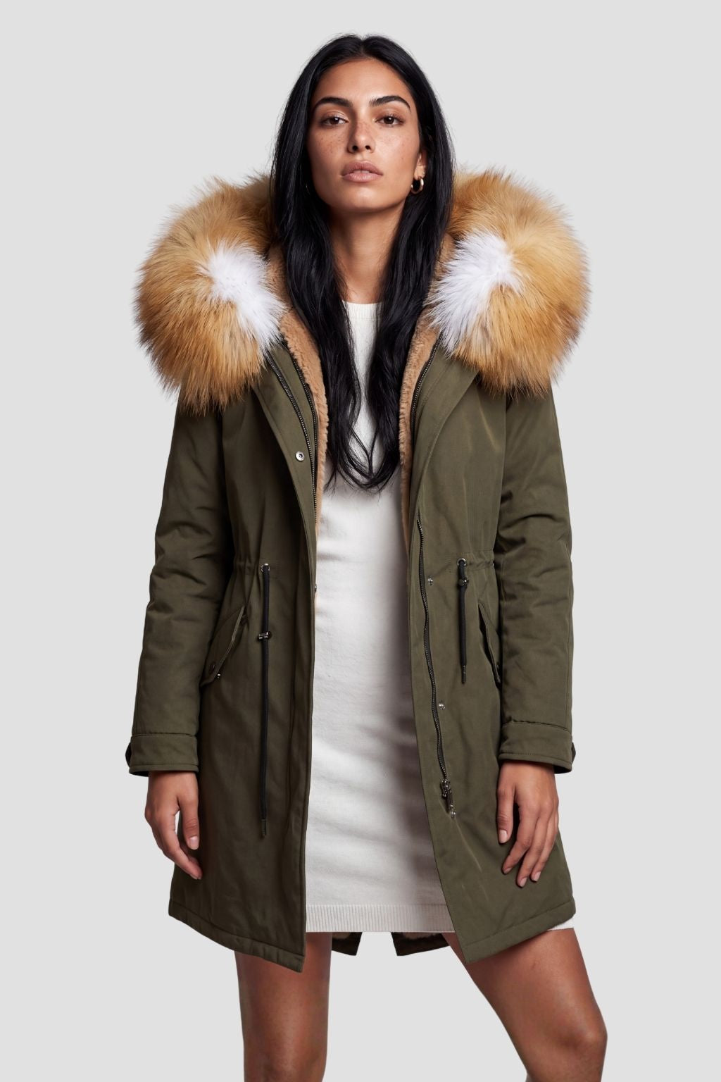 Parka fourrure femme vert kaki Héritage fourrure