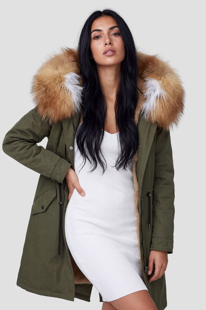 Parka fourrure femme vert kaki Héritage fourrure
