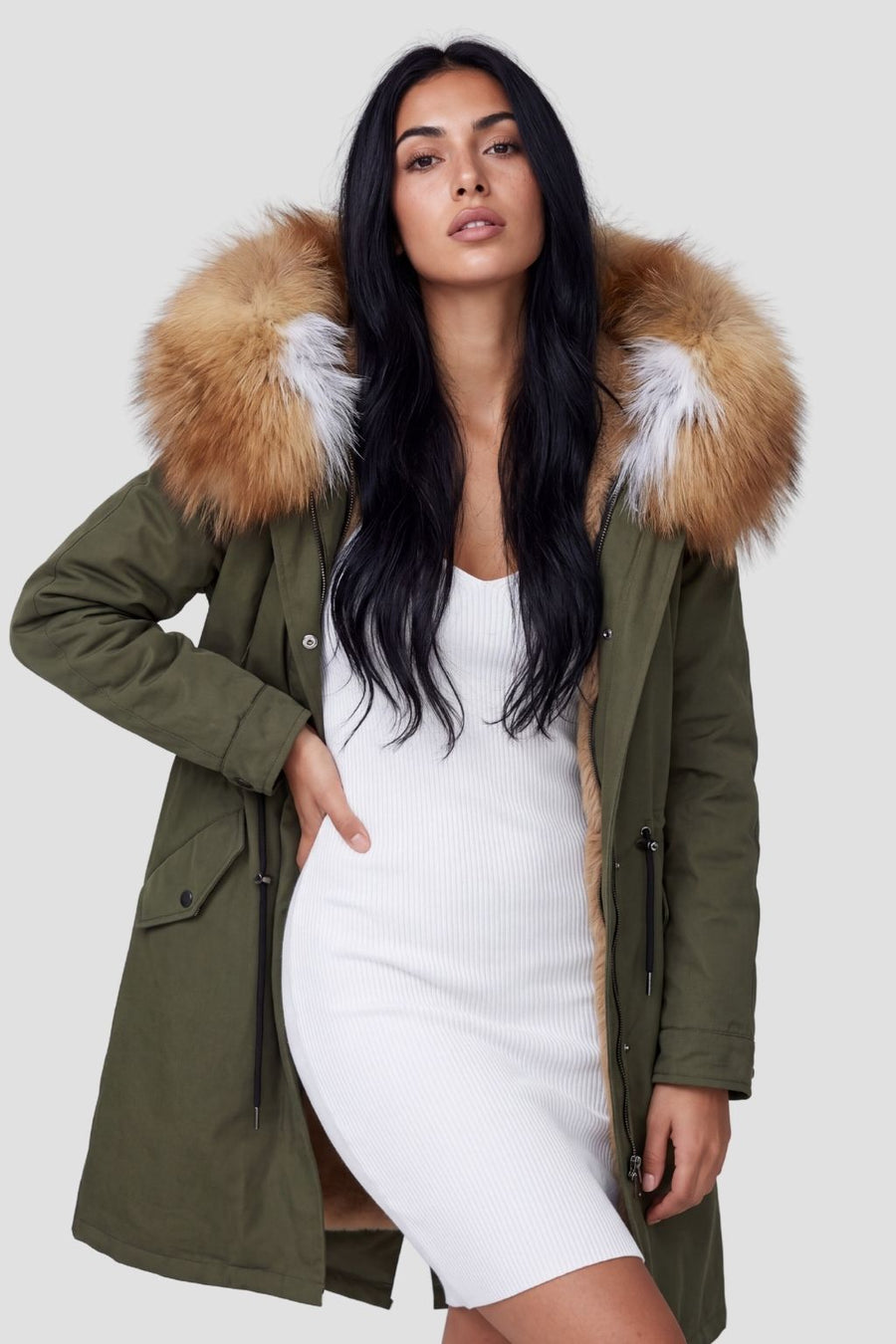 Parka fourrure femme vert kaki Héritage fourrure