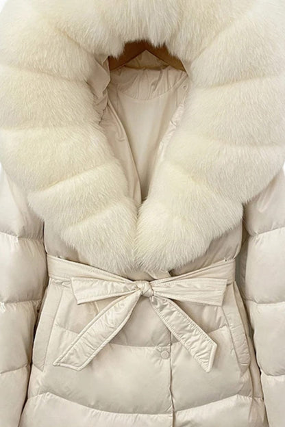 Parka imperméable en fourrure beige Héritage fourrure