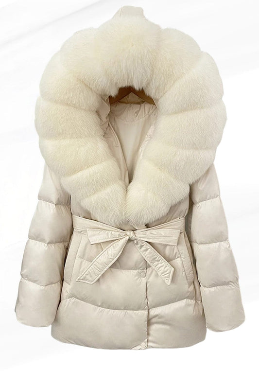 Parka imperméable en fourrure beige Héritage fourrure
