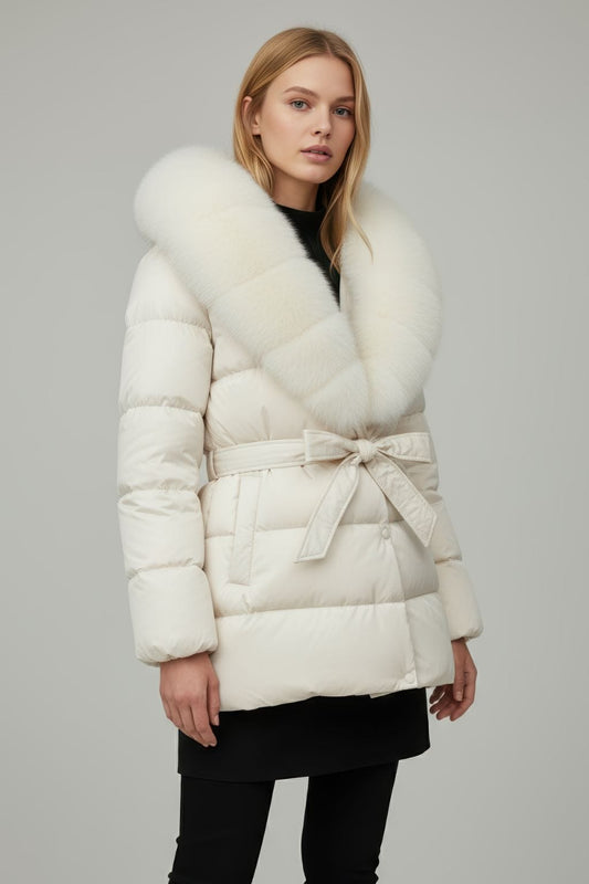 Parka imperméable en fourrure beige Héritage fourrure