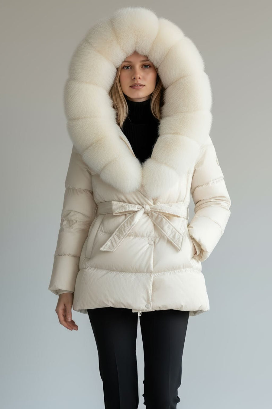 Parka imperméable en fourrure beige Héritage fourrure