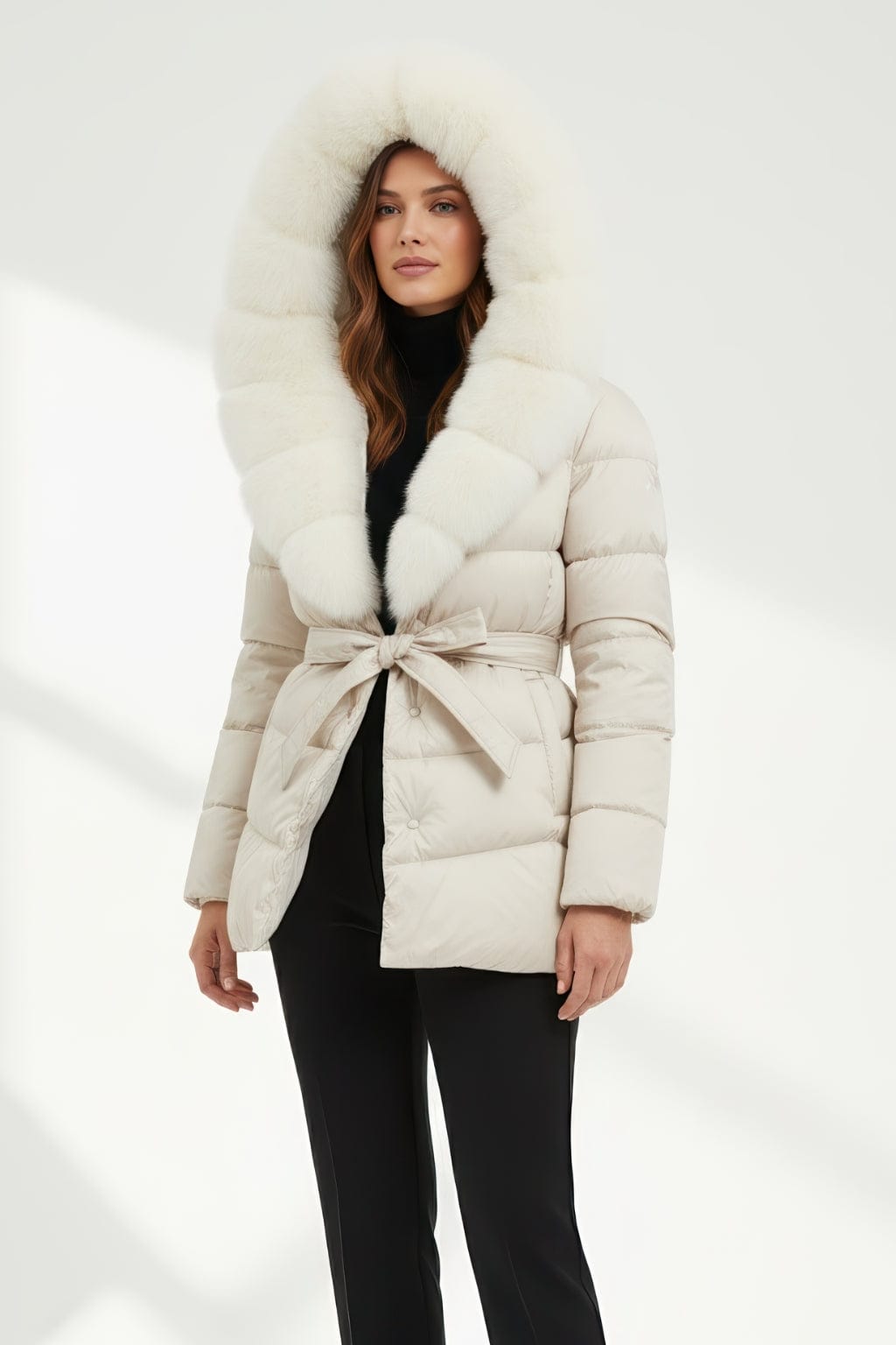 Parka imperméable en fourrure beige Héritage fourrure