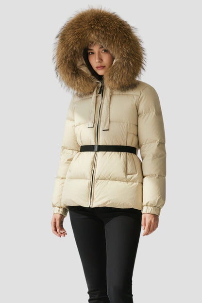Parka imperméable en fourrure beige Héritage fourrure