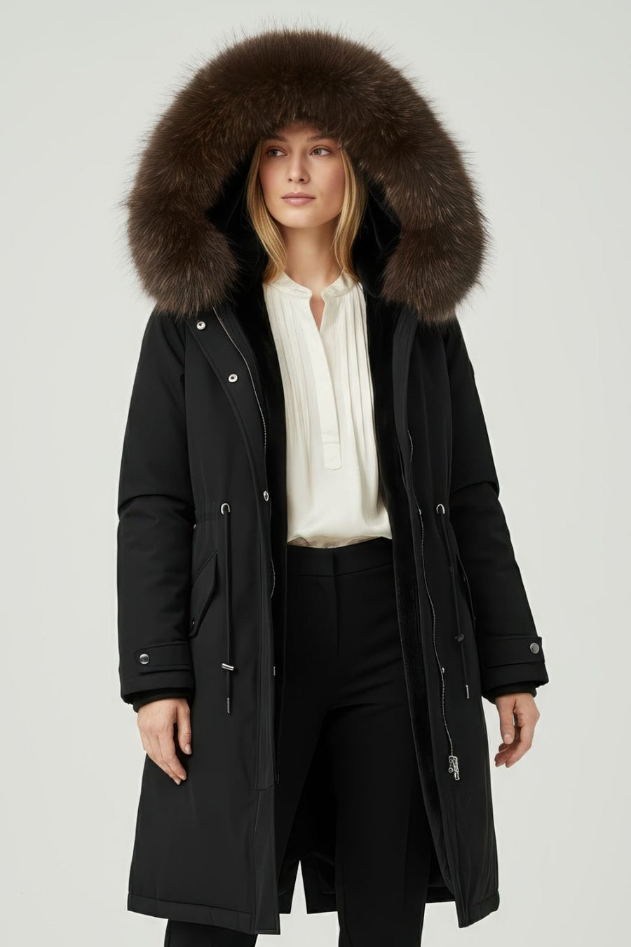 Parka imperméable en fourrure brune Héritage fourrure