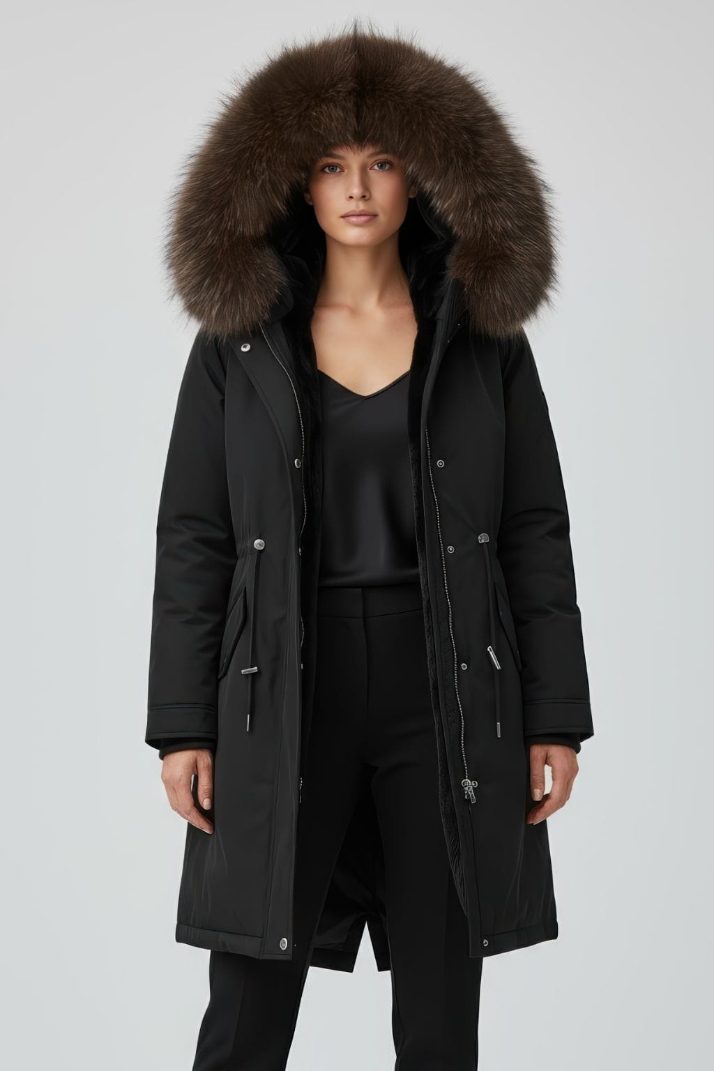 Parka imperméable en fourrure brune Héritage fourrure