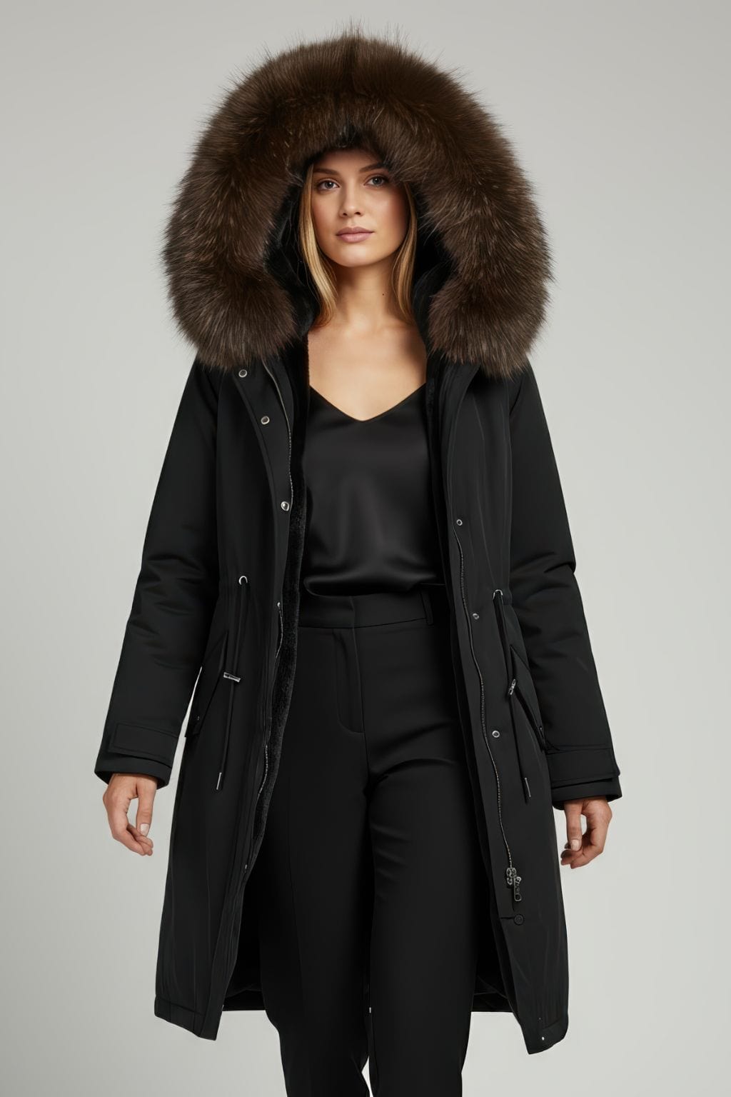 Parka imperméable en fourrure brune Héritage fourrure