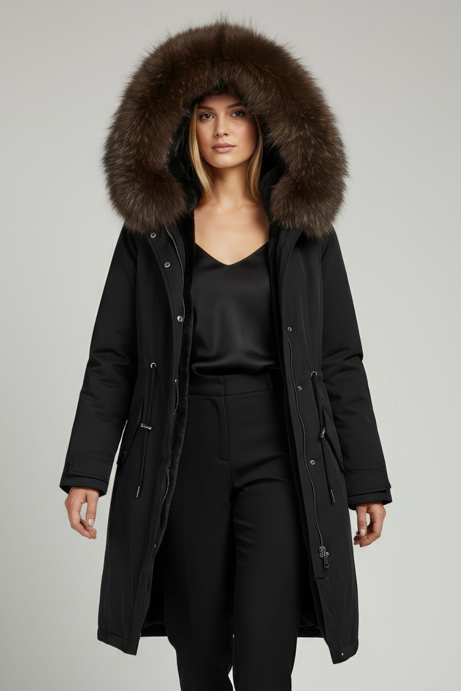 Parka imperméable en fourrure brune Héritage fourrure