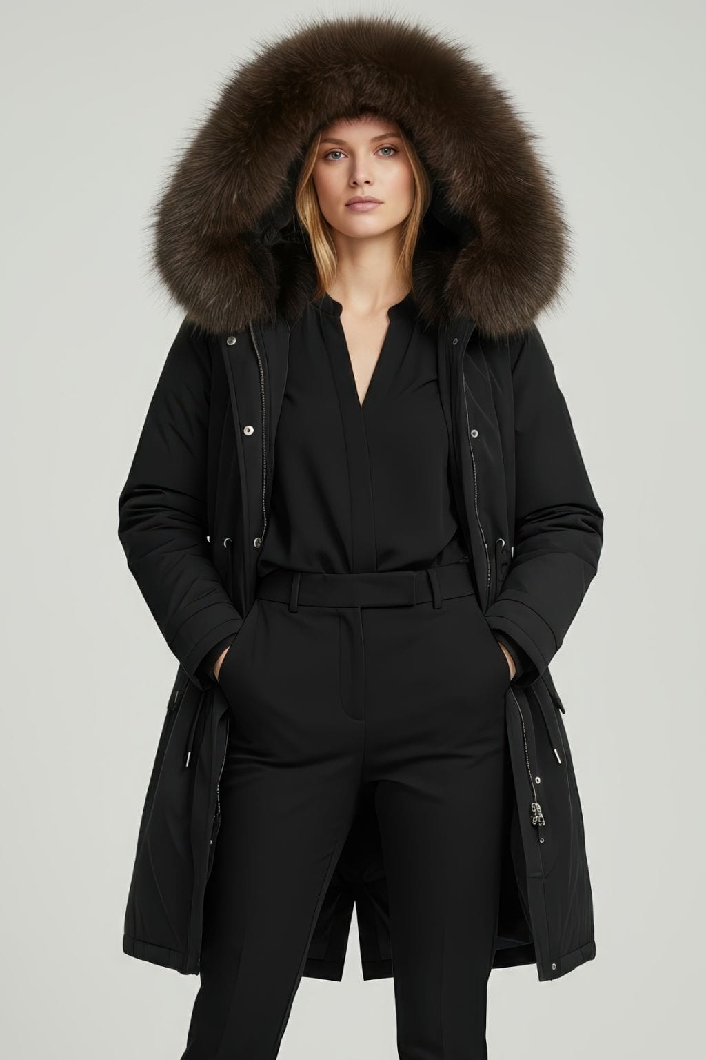 Parka imperméable en fourrure brune Héritage fourrure