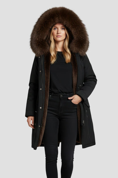 Parka imperméable en fourrure brune Héritage fourrure