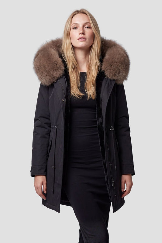 Parka imperméable en fourrure brune Héritage fourrure